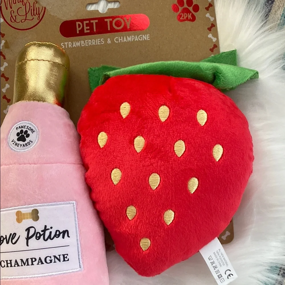 New Pet Toy Set - Champagne and Strawberry